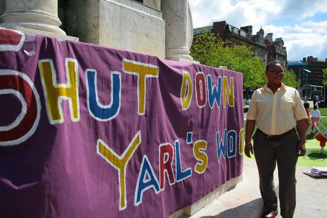 Aderonke Apata at the Shut Down Yarl's Wood Demo Manchester. Photo courtesy of Kat MiSol